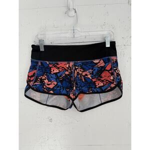 Lululemon Shorts Womens 4 Black Blue Pink Speed Up Printed Run Athletic Gym